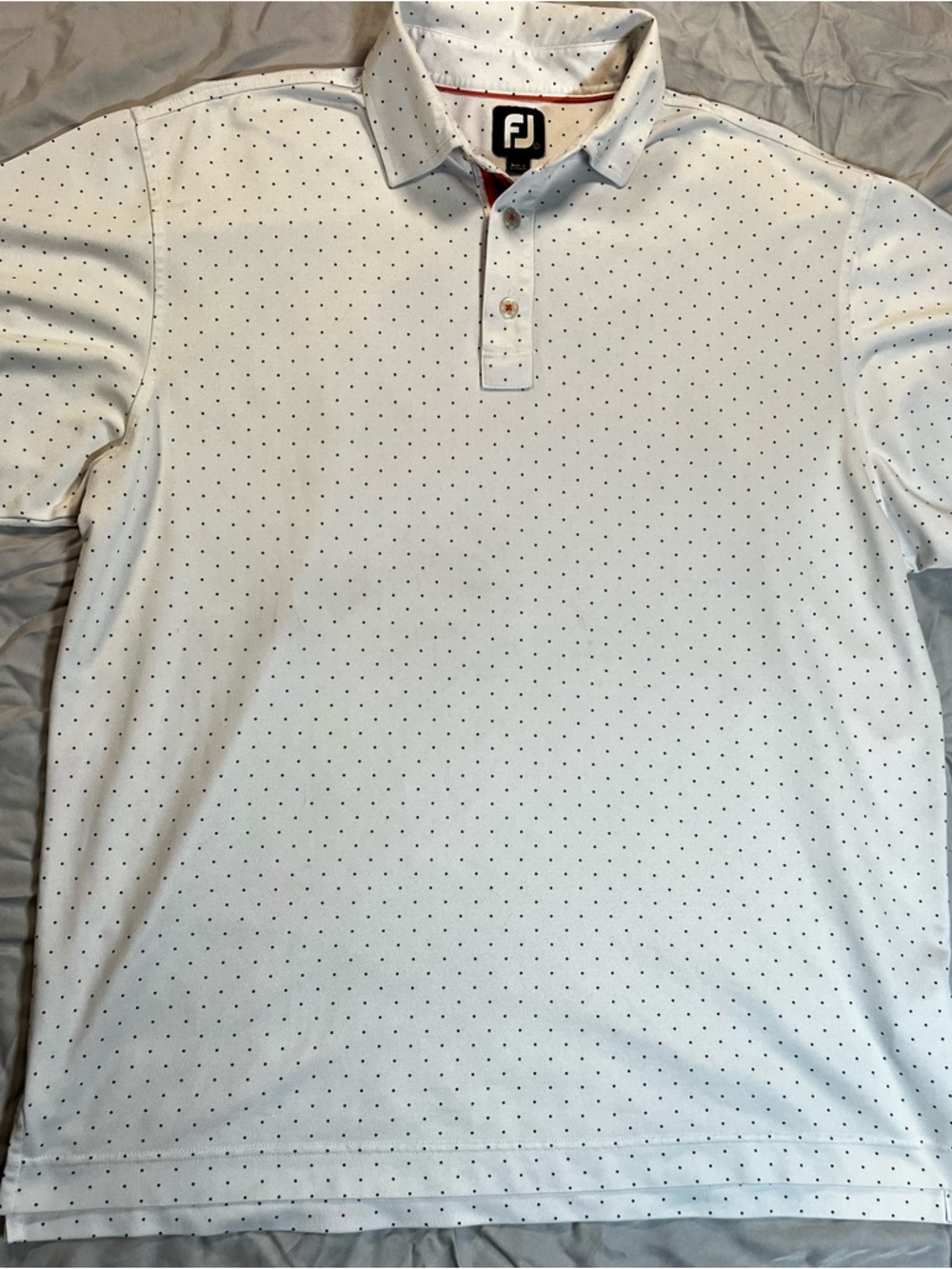 FootJoy‎ White Polo with Navy Microdot Pattern